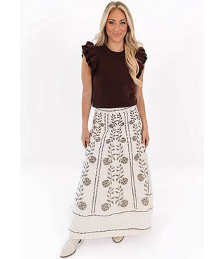 (J.Marie) The Maelan Midi Skirt-Cream