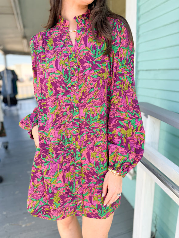The Shari Button-Up Dress-Multi