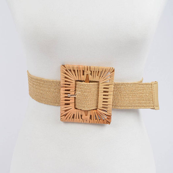 The Straw Belt with Bamboo Buckle-Ivory