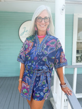 The Gregory Floral 2 Piece Set-Indigo