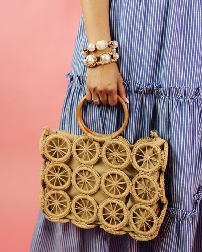 The Monotone Crochet Handbag-Tan