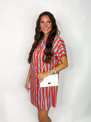 (THML) The Harriette Stripe Dress-Blue