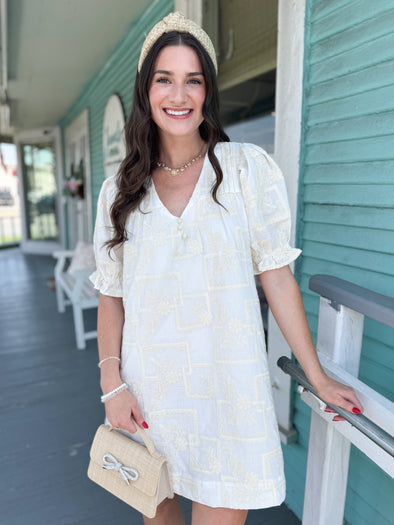 The Ivy Embroidered Dress-Natural