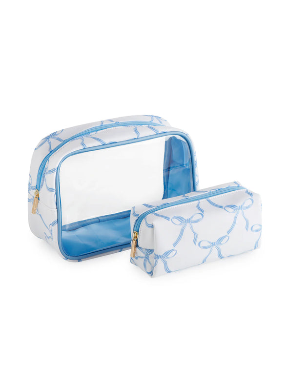 The Bow Cosmetic Case Set of 2-Blue