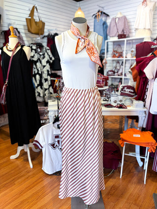 The Naomi Striped Midi Skirt-Camel