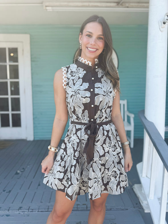 The Lisa Floral Dress-Brown