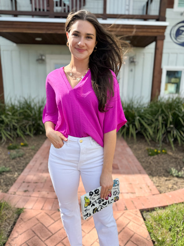 The Mabel Dolamn Top-Magenta