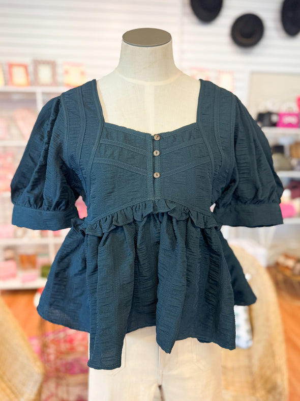 The Alec Peplum Top-Green