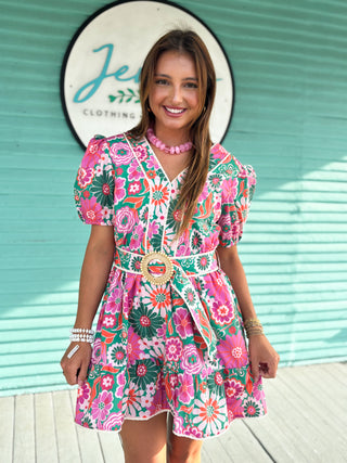 The Jeneva Floral Dress-Pink