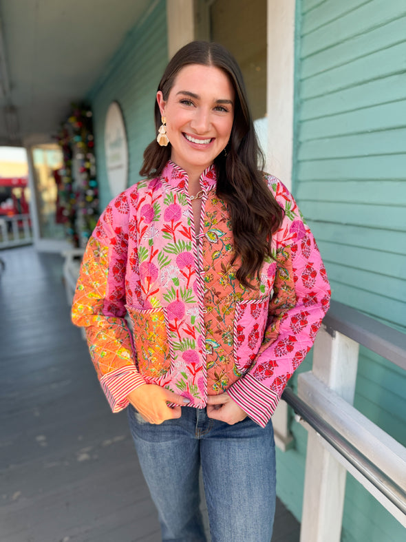 (THML) The Skylar Quilted Jacket-Pink