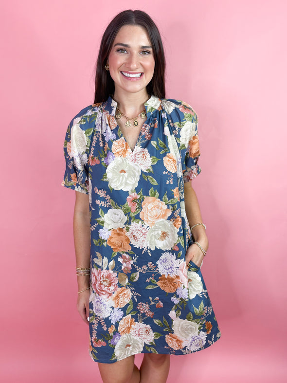 The Melissa Floral Dress-Slate