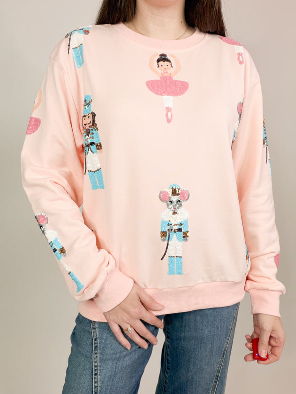 Sparkling Nutcracker Sweatshirt-Pink
