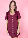 maroon dress with scallops