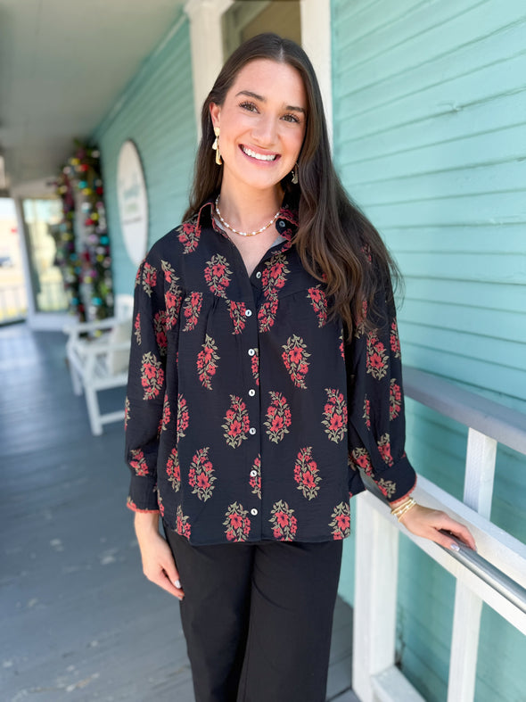 The Ava Scalloped Packet Pant-Black