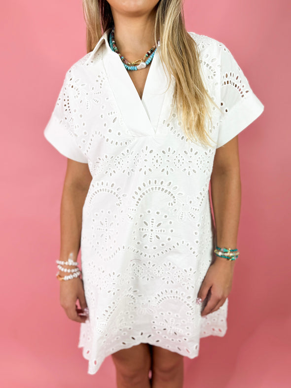 white eyelet dress