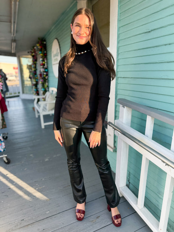 The Jewel Pearl Trim Sweater-Black