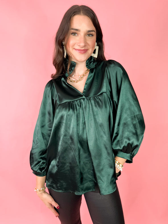 The Morgan Ruffle Top-Green