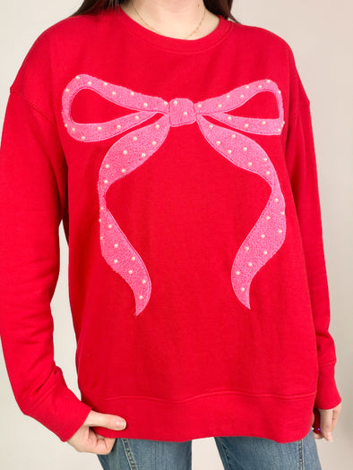 The Classic Bow Sweatshirt-Red