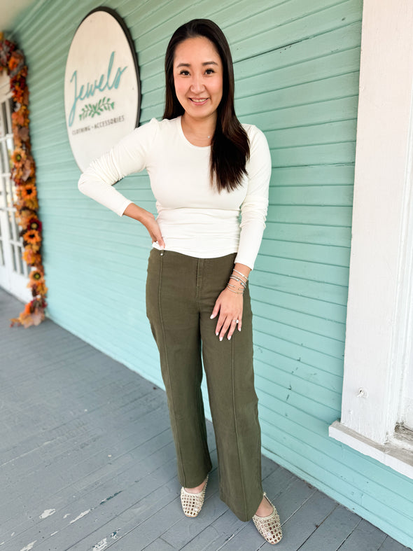 The Kendal Wide Leg Pant-Olive