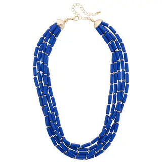 The Santorini Beaded Necklace-Blue