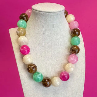 The Statement Bead Necklace-Pink Mix