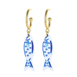 The Harbor Fish Dangle Hoop-Blue