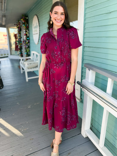 magenta floral dress