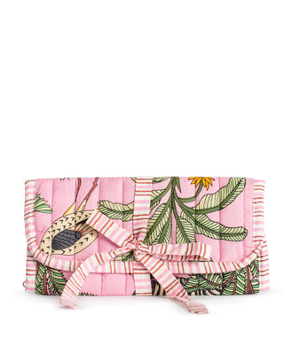 The Liana Quilted Jewelry Roll-Pink