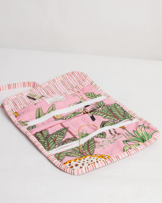 The Liana Quilted Jewelry Roll-Pink