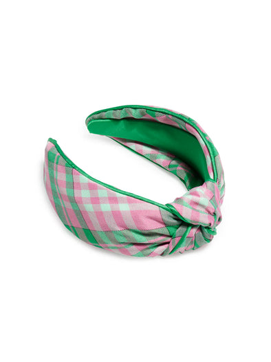 The Plaid Knotted Headband-Green