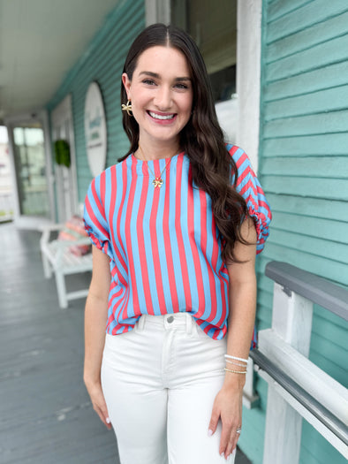 The Maeve Ruched Top-Red