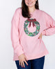 The Clara Wreath Sequin Sweatshirt-Pink