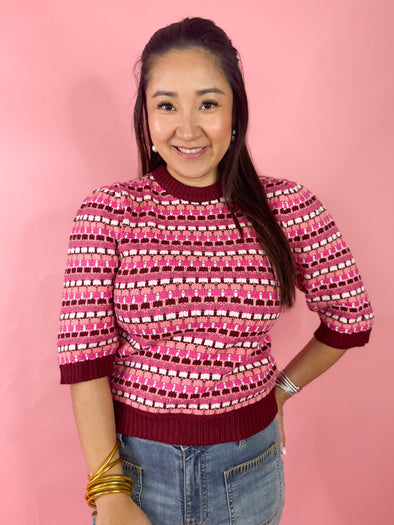burgundy lightweight sweater top 