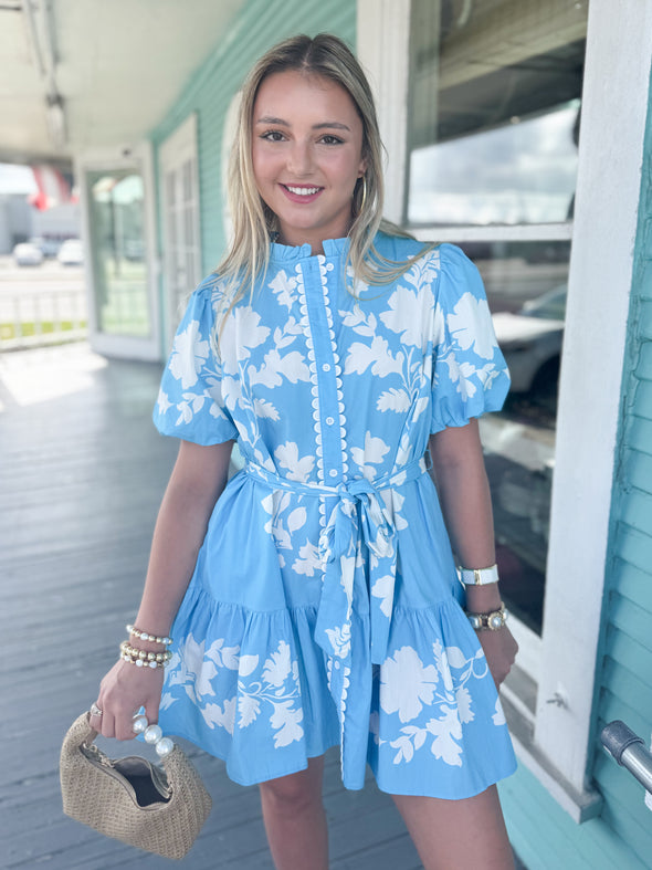 The Conner Floral Dress-Blue