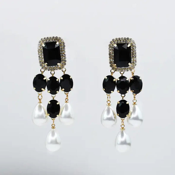Meant to Shine Statement Earrings-Black