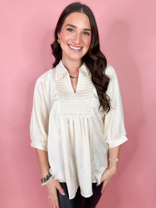 The Sadie Satin Collar Top