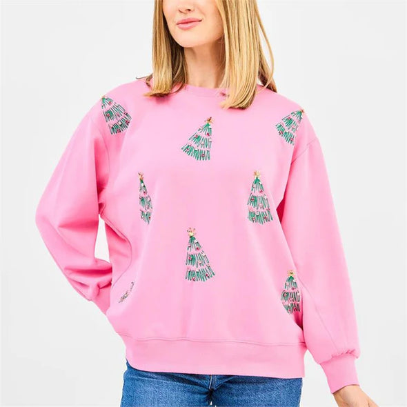 The Sarah Green Trees Sweatshirt-Pink