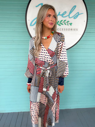 The Miley Printed Midi Dress-Navy