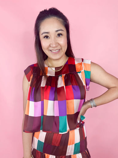 mutli colored geometric square top 