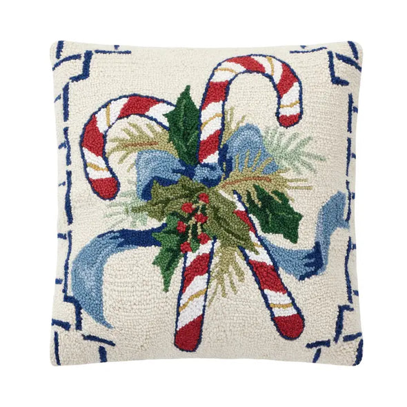 The Chinoserie Candy Cane Hook Pillow