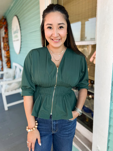 The Raina Zip Top-Green