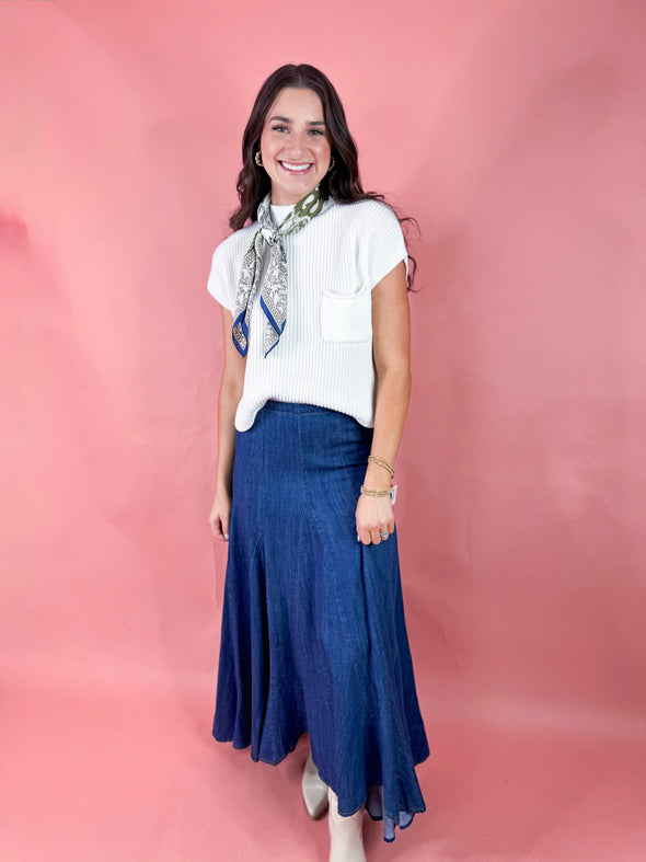 The Sallie Midi Skirt-Denim