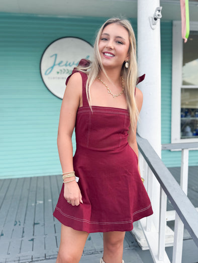 The Kim Mini Dress-Burgundy