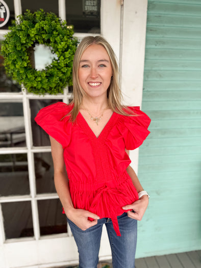 (THML) The Darla Tie Top-Red