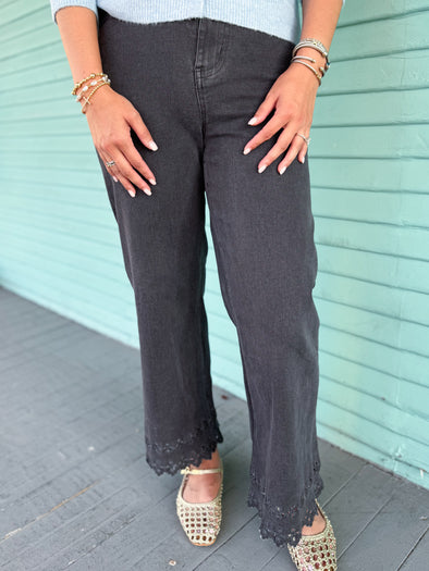 The Endigo Embroidered Bottom Pant-Black