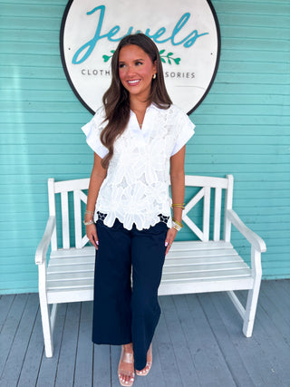 (THML) The Jenny Eyelet Top-White