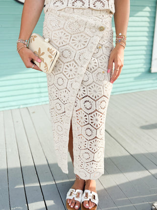 (Z Supply) The Raquel Lace Skirt-Cream