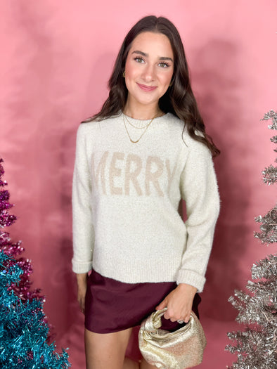 (Z Supply) The Merry Gold Sweater-White