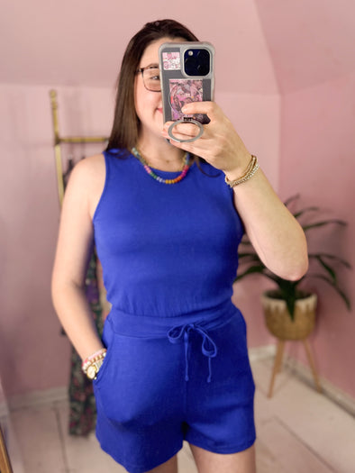 The Levi Knit Romper-Royal