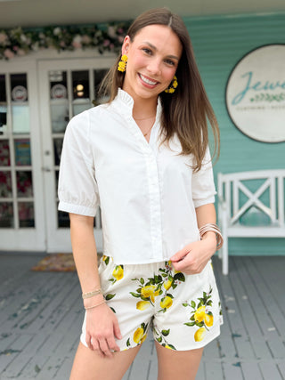 The Faye Lemon Shorts-Cream